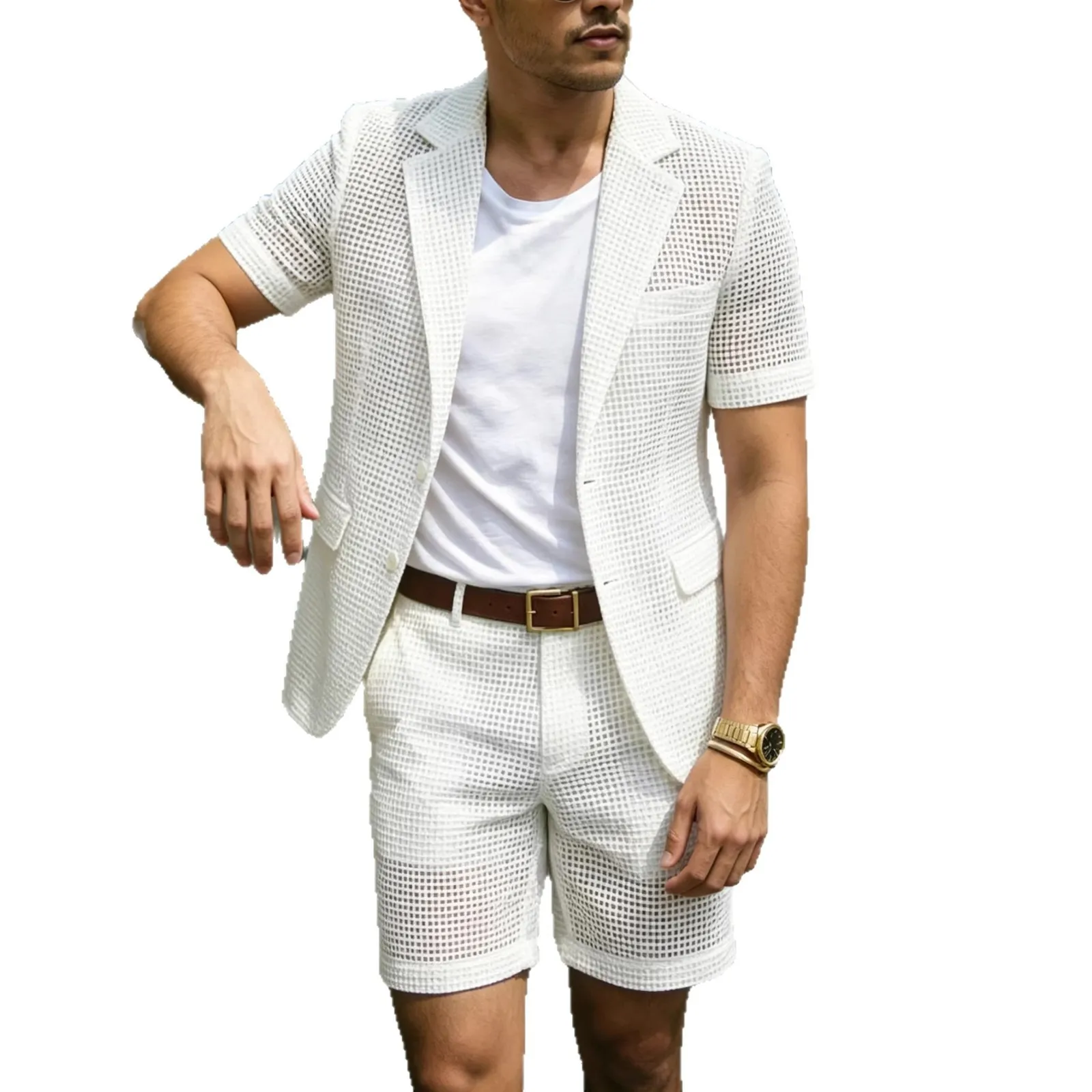 2026 Summer Men's Blazer Suit Set Elegant Casual Short Sleeve Jacket and Shorts Two Piece Outfits Loose Office Overalls New
2026 Summer Men's Blazer Suit Set Elegant Casual Short Sleeve Jacket and Shorts Two Piece Outfits Loose Office Overalls New