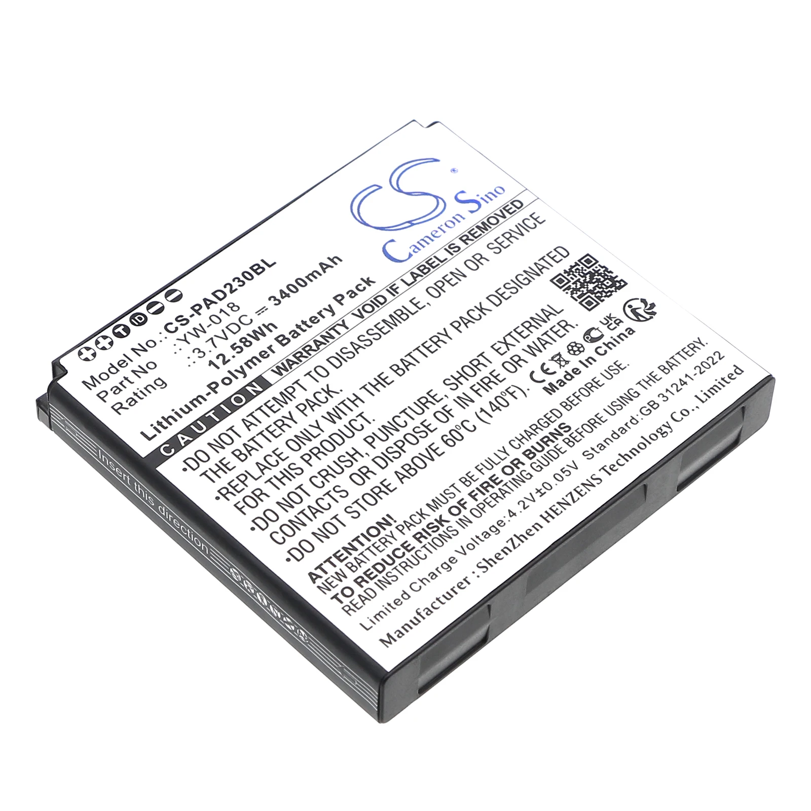 Cameron Sino 3.7V 3400mAh CS-PAD230BL Payment Terminal Battery YW-018 for Pax D230
Cameron Sino 3.7V 3400mAh CS-PAD230BL Payment Terminal Battery YW-018 for Pax D230