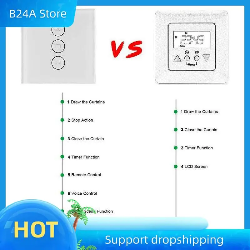 B24A 86Mm Wifi Smart Curtain Switch Remote Control Smart Roller Shutter Switch Compatible For Alexa/Amazon ECHO/Google Home
B24A 86Mm Wifi Smart Curtain Switch Remote Control Smart Roller Shutter Switch Compatible For Alexa/Amazon ECHO/Google Home