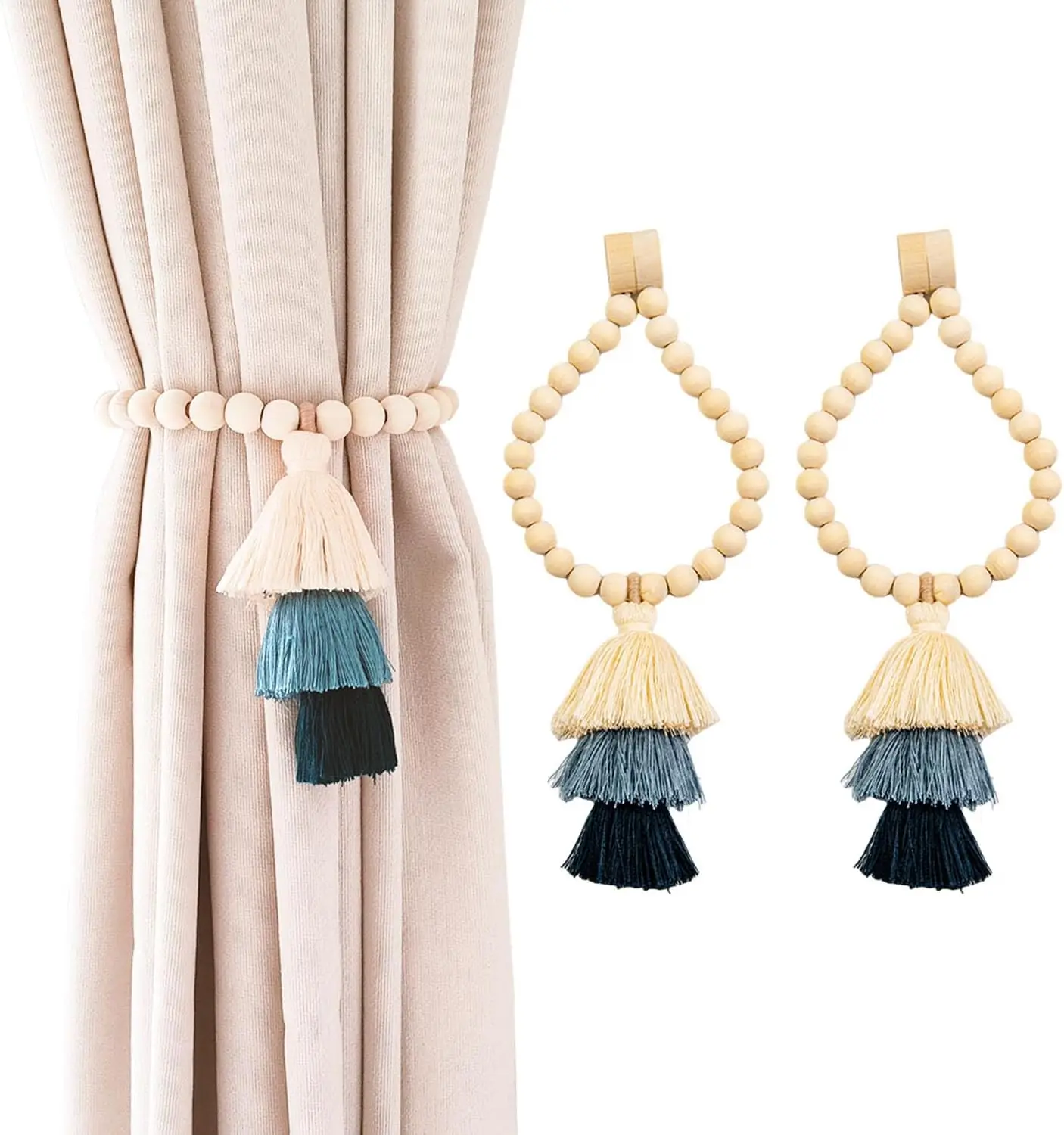 Wooden Bead Curtain Tiebacks 2pcs with Tassel, Boho Chic Magnetic Curtain Holdbacks for Living Room, Coffee
Wooden Bead Curtain Tiebacks 2pcs with Tassel, Boho Chic Magnetic Curtain Holdbacks for Living Room, Coffee