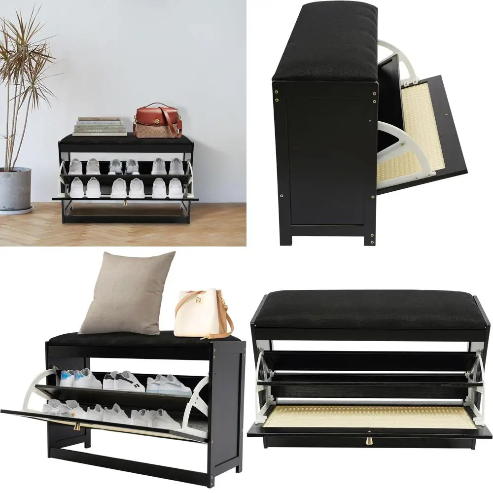 Двухуровневая бамбуковая подставка для обуви с подушкой, органайзер с откидной дверцей, грузоподъемность 220 фунтов, 27,5x9,4x17,3 дюйма (черный)
Двухуровневая бамбуковая подставка для обуви с подушкой, органайзер с откидной дверцей, грузоподъемность 220 фунтов, 27,5x9,4x17,3 дюйма (черный)