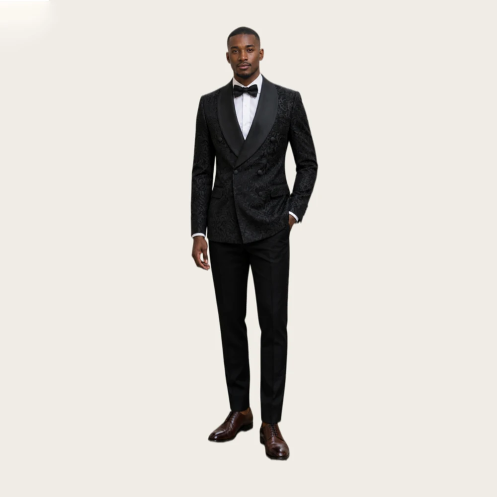 Luxury 2 Piece Suit Set Men's Party Outfit Shawl Lapel Double Breasted Jacquard Business Blazer Groom's Wedding Suit Customized
Luxury 2 Piece Suit Set Men's Party Outfit Shawl Lapel Double Breasted Jacquard Business Blazer Groom's Wedding Suit Customized