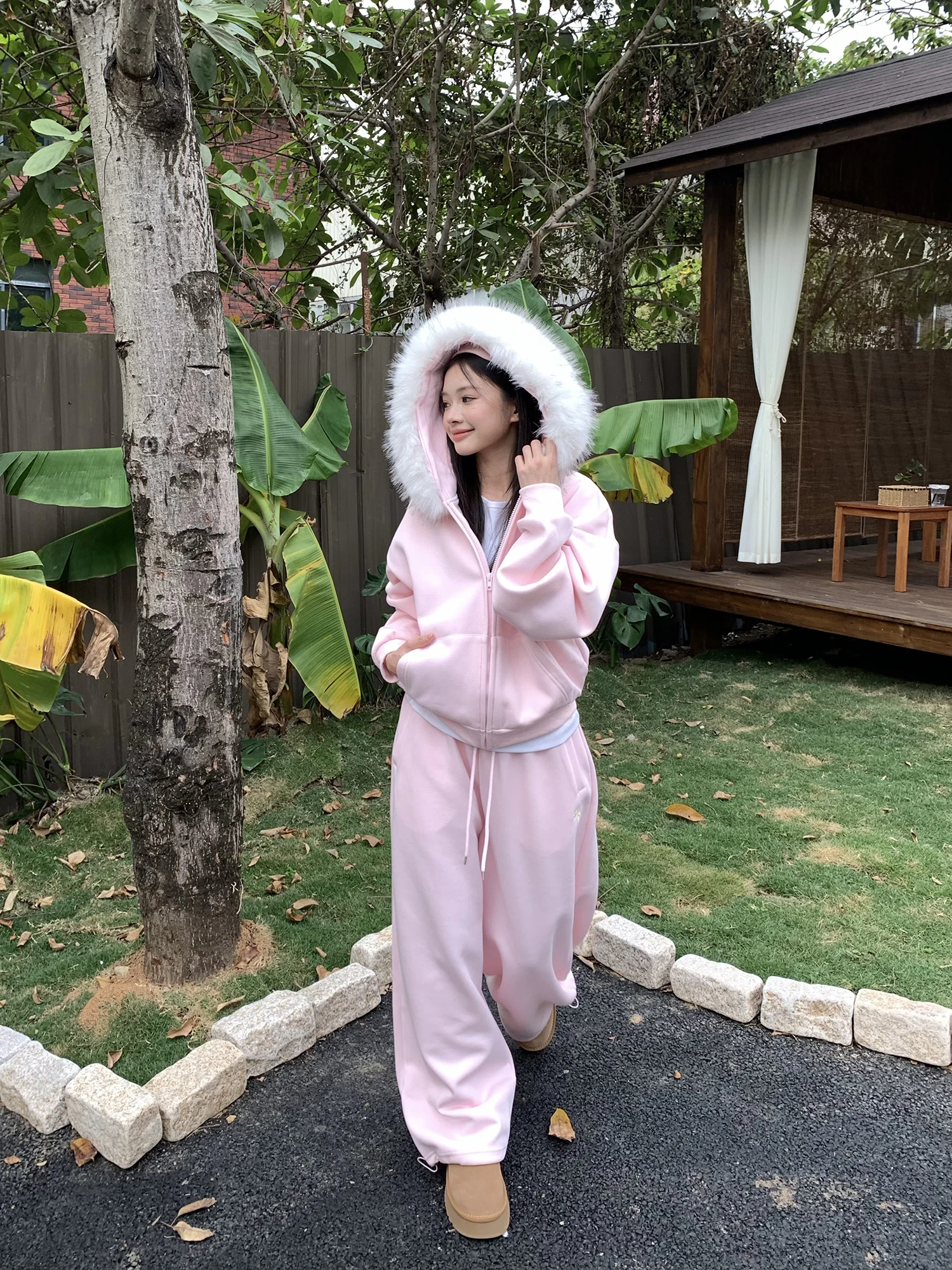 Thiened Hoodie Women's Pink Fur Collar Sweatirt Casual Outerwear Warmth Comfortable American Lazy Sle Spring Faion
Thiened Hoodie Women's Pink Fur Collar Sweatirt Casual Outerwear Warmth Comfortable American Lazy Sle Spring Faion