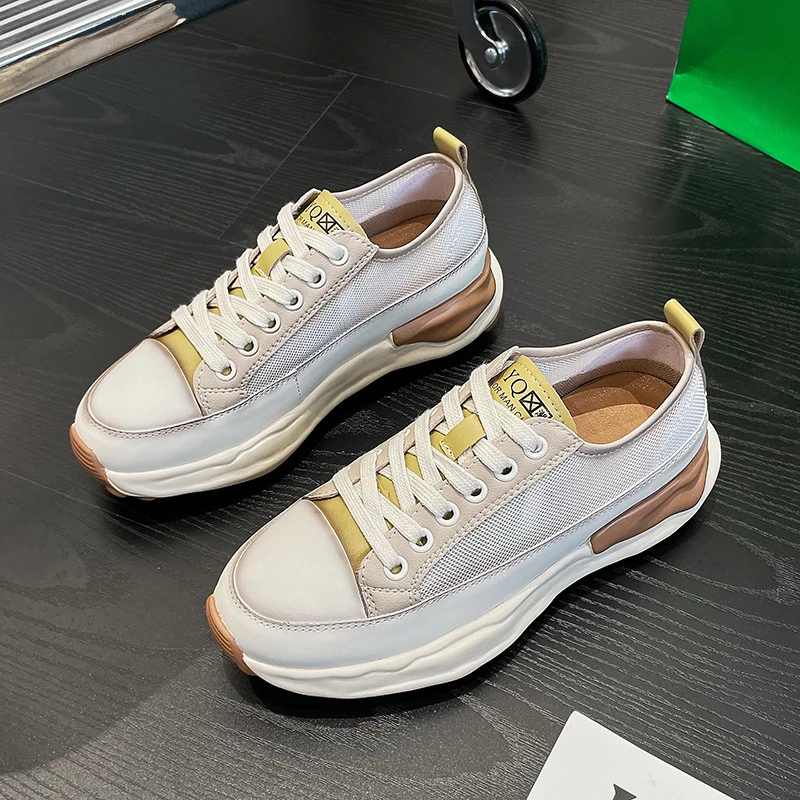 Two Tone Green Beige Patchwork Platform Sneakers For Women 2026 Spring New Genuine Leather Lace Up Round Toe Curved Wavy Thick
Two Tone Green Beige Patchwork Platform Sneakers For Women 2026 Spring New Genuine Leather Lace Up Round Toe Curved Wavy Thick