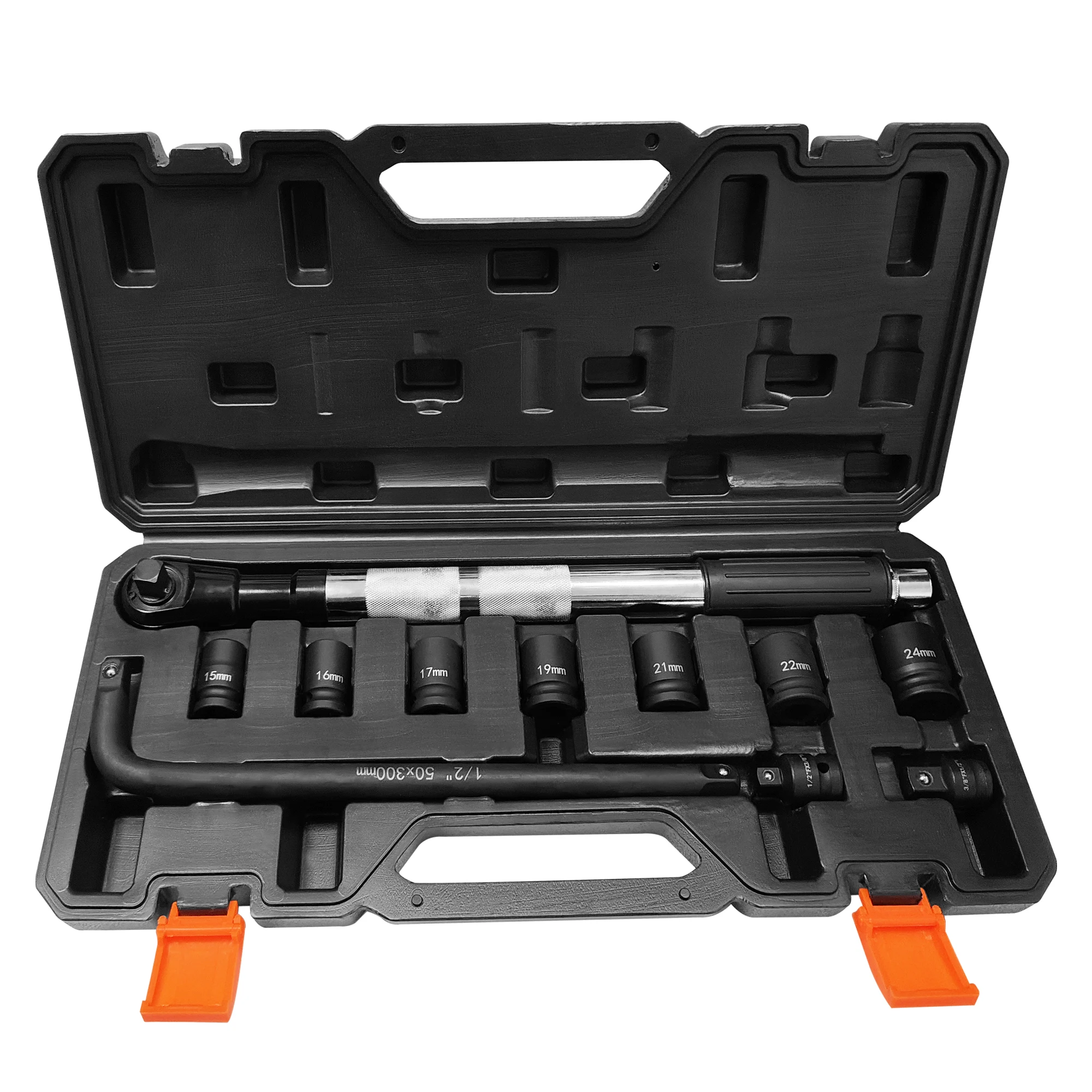 11 Piece 1/2" Offset Extension Wrench Impact for Electric Drill with 9 Impact Socket, 1/2" drive handle, Electric Ratchet Wrench
11 Piece 1/2" Offset Extension Wrench Impact for Electric Drill with 9 Impact Socket, 1/2" drive handle, Electric Ratchet Wrench