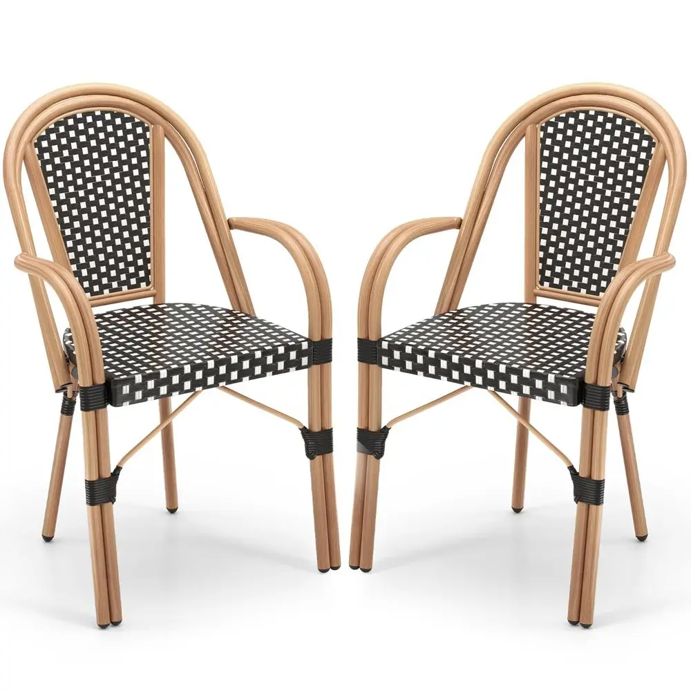 Outdoor French Bistro Chairs Set of 2, HandWoven PE Wicker Patio Chairs with Armrests, Outdoor Dining Armchairs with Galvanized
Outdoor French Bistro Chairs Set of 2, HandWoven PE Wicker Patio Chairs with Armrests, Outdoor Dining Armchairs with Galvanized