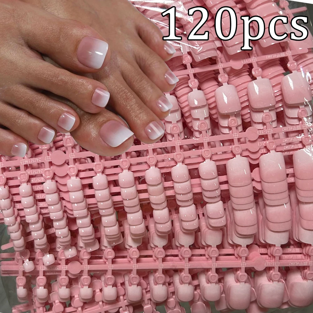 24pcs*5sheets Pink White Gradient Press On Toes Nails Short French Nude Pink False Toes Nails Full Cover Artificial False Toes T
24pcs*5sheets Pink White Gradient Press On Toes Nails Short French Nude Pink False Toes Nails Full Cover Artificial False Toes T