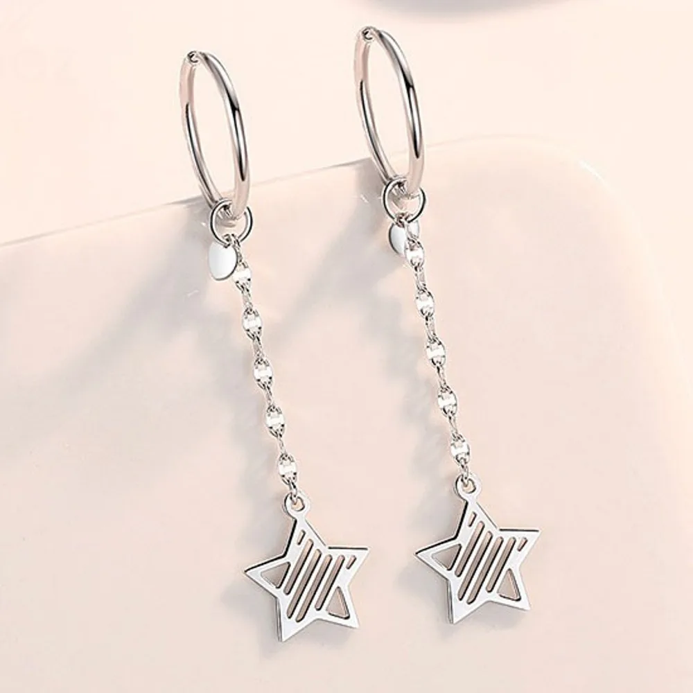 Real Pure Platinum 950 Hoop Women Lucky Chain Tassel Hollow Star Dangle Earrings 2.3-2.5g
Real Pure Platinum 950 Hoop Women Lucky Chain Tassel Hollow Star Dangle Earrings 2.3-2.5g