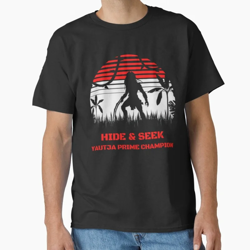 Hide and seek 80s sci fi Vintage Horro Movie Alien Predator Hunter Yautja Monster gift T shirt Large size Tops S-6XL clothes
Hide and seek 80s sci fi Vintage Horro Movie Alien Predator Hunter Yautja Monster gift T shirt Large size Tops S-6XL clothes