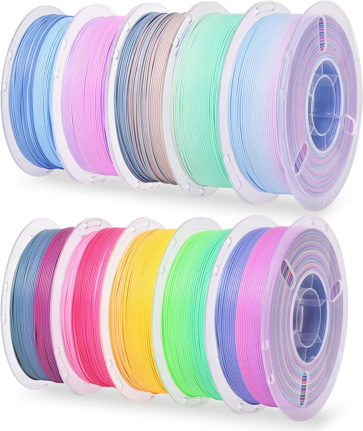 10-Color Matte Rainbow PLA Filament Bundle, 1.75mm, 10kg Total, Gradient 3D Printing Filament for FDM Printers
10-Color Matte Rainbow PLA Filament Bundle, 1.75mm, 10kg Total, Gradient 3D Printing Filament for FDM Printers