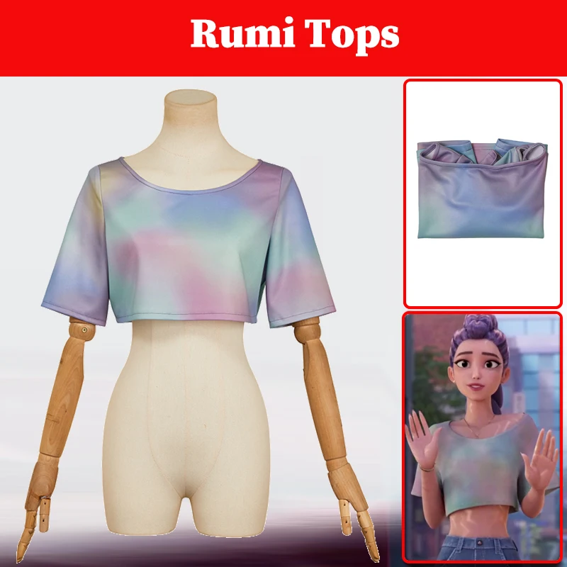 K POP Demon Hunter Rumi Tops Cosplay Women Role Costume Fantasia Clothing Only T-shirts Short Sleeves Shirt Halloween Party Suit
K POP Demon Hunter Rumi Tops Cosplay Women Role Costume Fantasia Clothing Only T-shirts Short Sleeves Shirt Halloween Party Suit