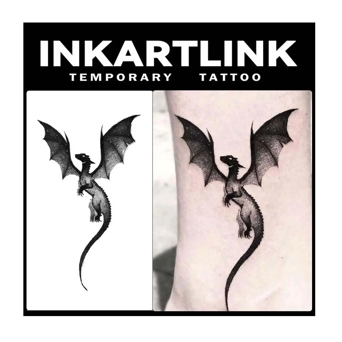 Realistic Semi-Permanent Tattoos, Waterproof, Lasts 1-2 Weeks, Easy Apply, Black Dragon Design
Realistic Semi-Permanent Tattoos, Waterproof, Lasts 1-2 Weeks, Easy Apply, Black Dragon Design