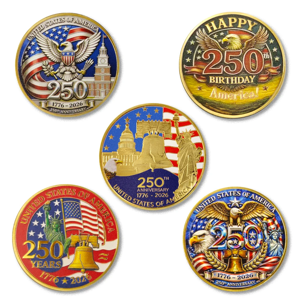 1776-2026 United States 250th Anniversary Commemorative Coin Colorful Eagle Emblem Souvenir Medal Collection Art Craft for Men
1776-2026 United States 250th Anniversary Commemorative Coin Colorful Eagle Emblem Souvenir Medal Collection Art Craft for Men