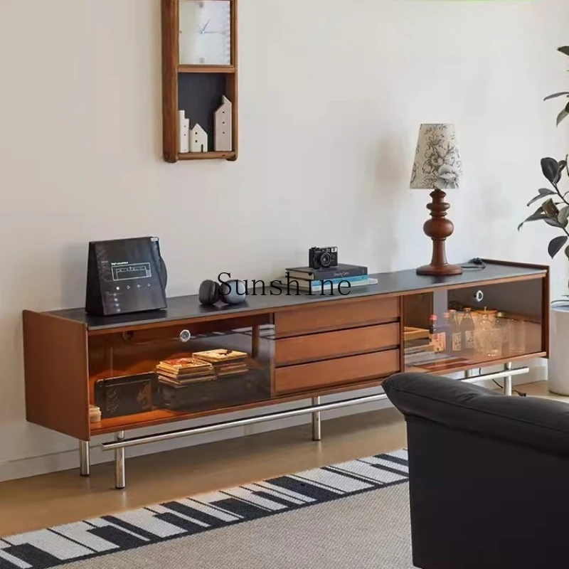 Nordic solid wood, household small apartment rock slab stainless steel storage floor cabinet living room retro storage
Nordic solid wood, household small apartment rock slab stainless steel storage floor cabinet living room retro storage