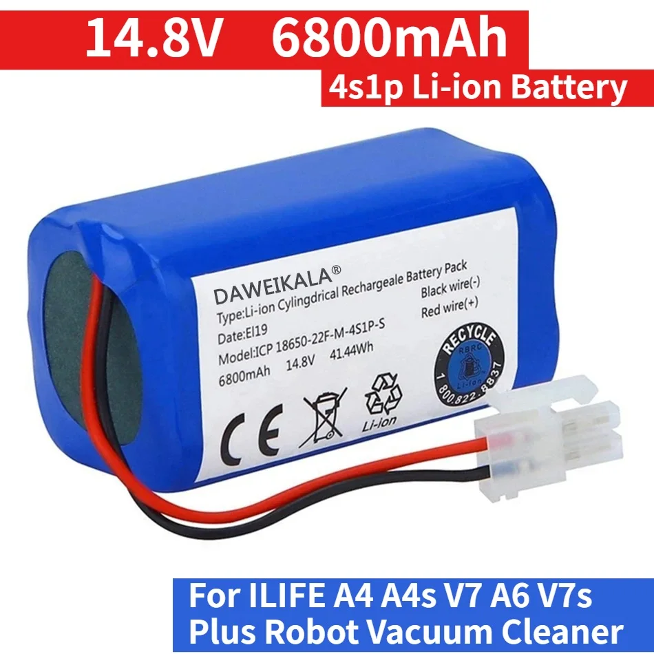 NEW 14.8V 6800mAh Lithium Battery For ILIFE A4 A4s V7 A6 V7s Plus Robot Vacuum Cleaner ILife 4S1P High capacity battery pack
NEW 14.8V 6800mAh Lithium Battery For ILIFE A4 A4s V7 A6 V7s Plus Robot Vacuum Cleaner ILife 4S1P High capacity battery pack