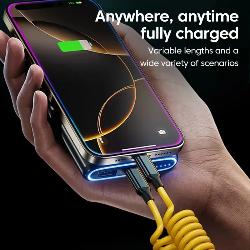 100W Car Spring Data Cable Retractable Fast Charging USB C To Type C Cable for iphone 15 16 Samsung Huawei Honor Xiaomi Redmi
100W Car Spring Data Cable Retractable Fast Charging USB C To Type C Cable for iphone 15 16 Samsung Huawei Honor Xiaomi Redmi