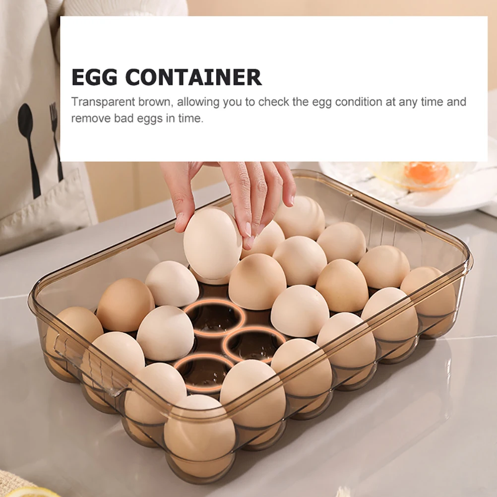 Large Capacity Egg Tray Carrier Box Covered Sturdy Pet Material Fridge Egg Storage Rack Transparent Brown Organizer 
Large Capacity Egg Tray Carrier Box Covered Sturdy Pet Material Fridge Egg Storage Rack Transparent Brown Organizer