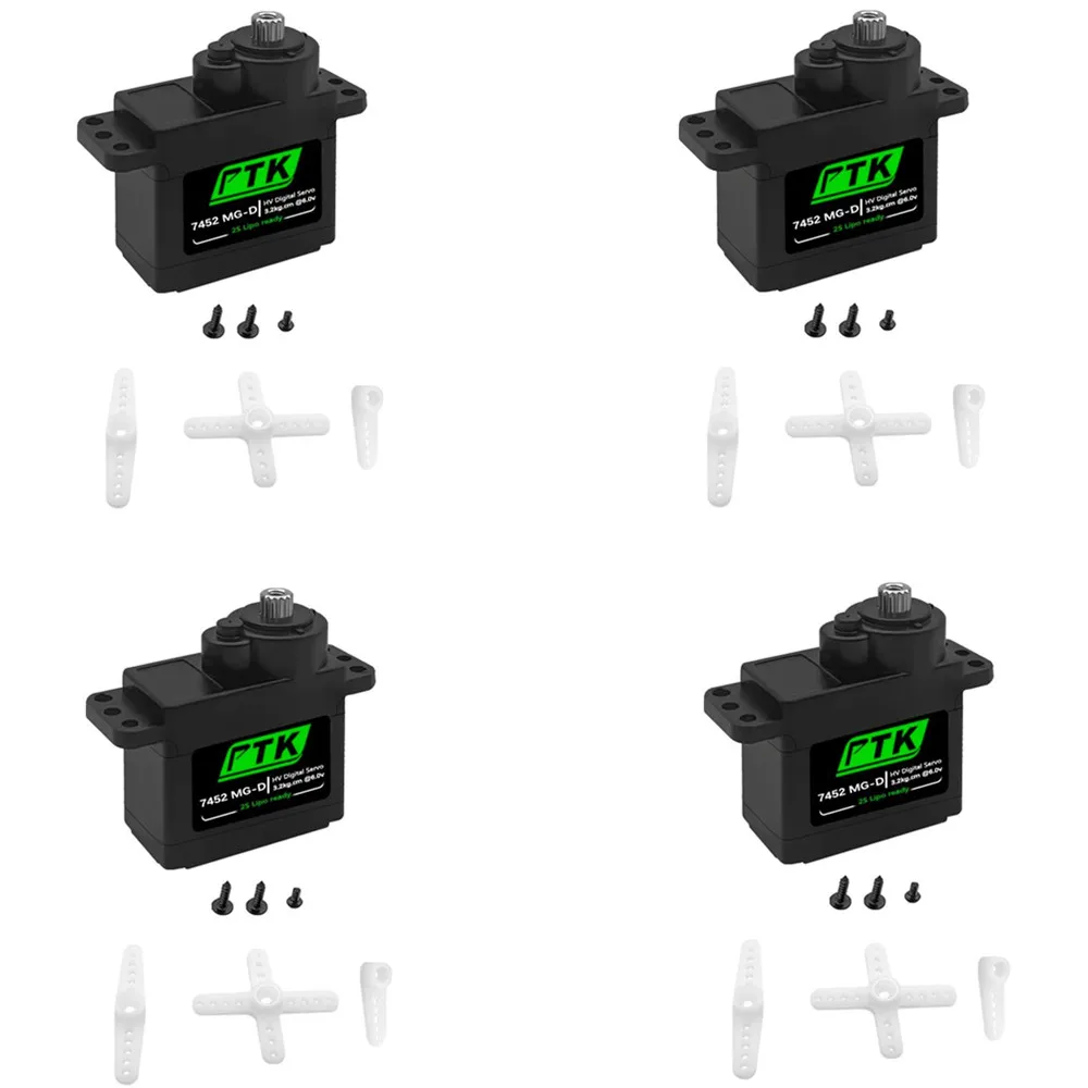 4PCS PTK 7452MG-D 9g HV Digital Servo with Metal Gear 4.8V-7.4V for F3P RC Airplane/Helicopter/Fixed Wing Plane & Model Toys
4PCS PTK 7452MG-D 9g HV Digital Servo with Metal Gear 4.8V-7.4V for F3P RC Airplane/Helicopter/Fixed Wing Plane & Model Toys