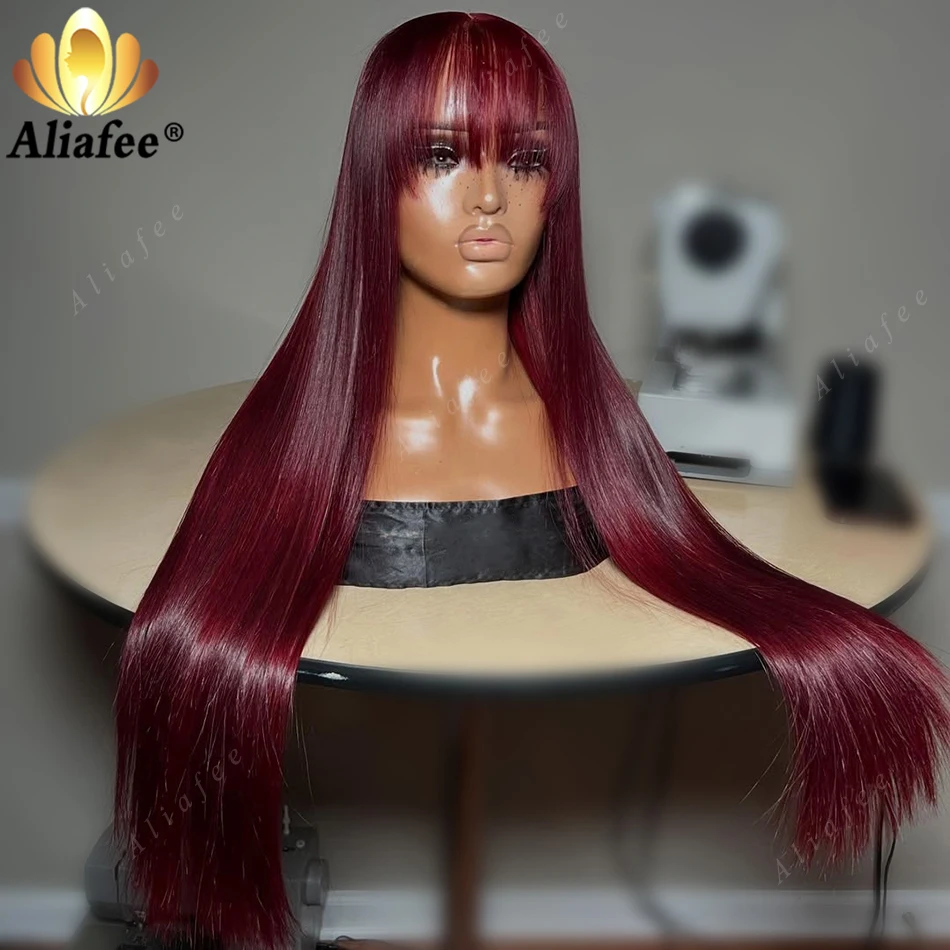 Deep Burgundy Straight With Bangs Wig 13x6 Transparent Lace Frontal Human Hair Wig Silky Soft Smooth Glossy Natural Hairline Wig
Deep Burgundy Straight With Bangs Wig 13x6 Transparent Lace Frontal Human Hair Wig Silky Soft Smooth Glossy Natural Hairline Wig