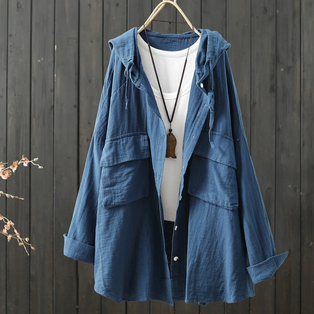 100% Cotton yarn hoodies cardigan for women Spring Japan style hooded short long solid shirts and blouse big size tops
100% Cotton yarn hoodies cardigan for women Spring Japan style hooded short long solid shirts and blouse big size tops