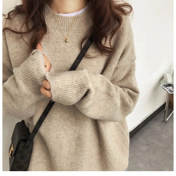 Pullovers Long Sleeve Knitted Sweater Women Solid O Neck Loose Fit Jumpers Slight Strech High Street Autumn 2024 Sweaters
Pullovers Long Sleeve Knitted Sweater Women Solid O Neck Loose Fit Jumpers Slight Strech High Street Autumn 2024 Sweaters