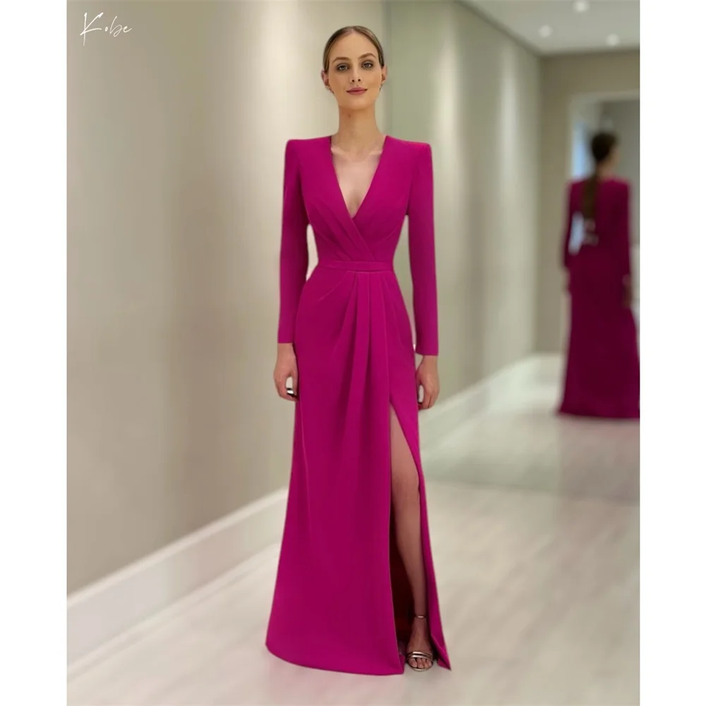 Kobe Purple V Neck Side Split Prom Dresses Column Customized فساتين سهرات Sweep Train Long Sleeve vestido de gala noche mujer
Kobe Purple V Neck Side Split Prom Dresses Column Customized فساتين سهرات Sweep Train Long Sleeve vestido de gala noche mujer