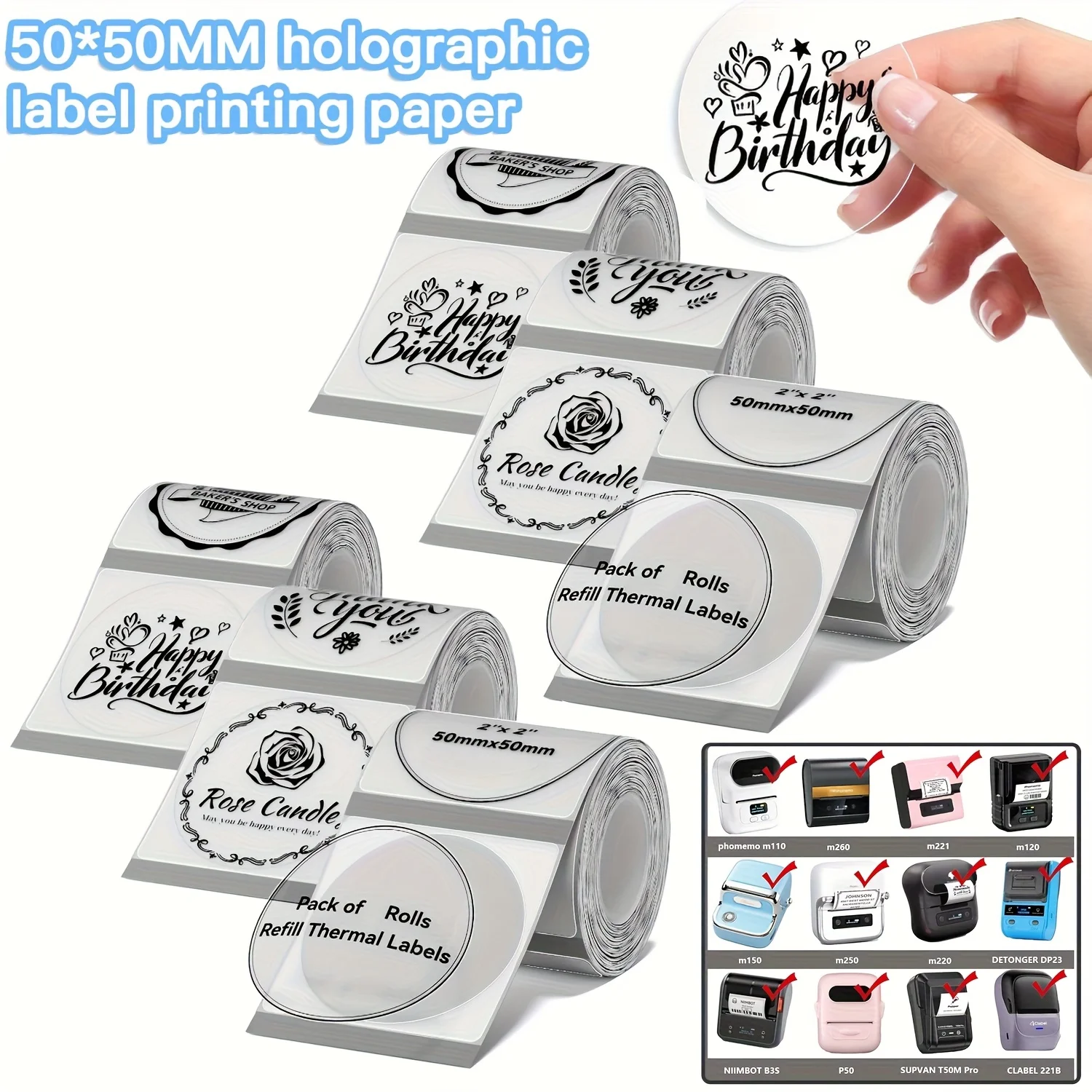 50X50Mm Round Transparent Labels Compatible with B1/B21/B3S/K3 Label Printers. High Adhesion! Perfect for Labeling Canned Foods
50X50Mm Round Transparent Labels Compatible with B1/B21/B3S/K3 Label Printers. High Adhesion! Perfect for Labeling Canned Foods