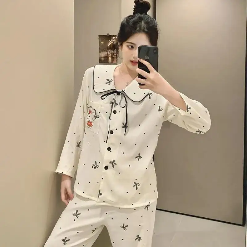 Sanrio Hello Kitty женские пижамные комплекты для сна Kawaii мультфильм весна и осень брюки с длинными рукавами одежда для сна домашняя одежда новинка
Sanrio Hello Kitty женские пижамные комплекты для сна Kawaii мультфильм весна и осень брюки с длинными рукавами одежда для сна домашняя одежда новинка