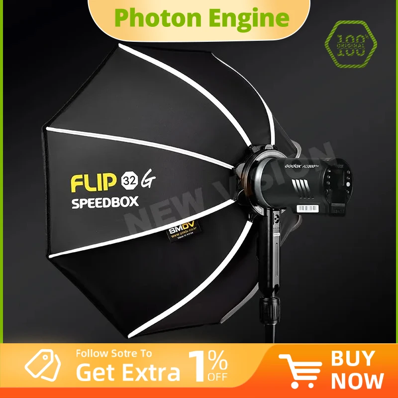 SMDV Flip 32 Quickly Release Parabolic Out Door Softbox for A2 Godox V1 AD100PRO AD300PRO V860III AD200 Flash Soft box
SMDV Flip 32 Quickly Release Parabolic Out Door Softbox for A2 Godox V1 AD100PRO AD300PRO V860III AD200 Flash Soft box