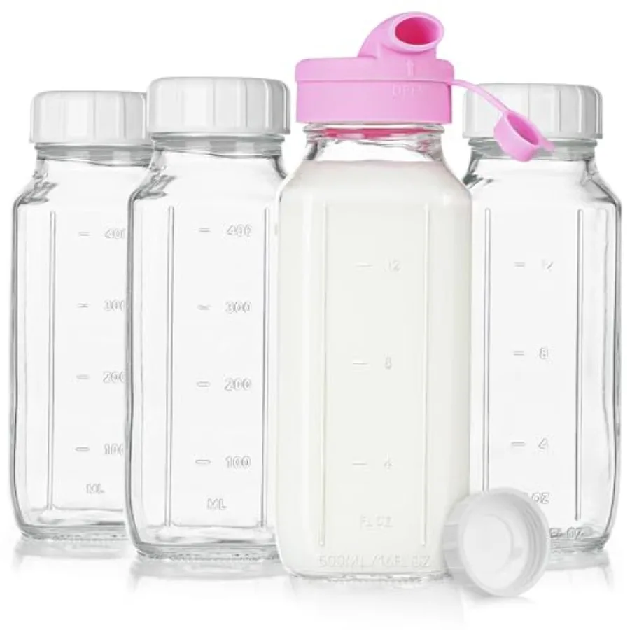 4 Pack 16 Oz Square Glass Milk Bottle with A Silicone Dispenser Cap, Glass Juice Bottles with Airtight Screw Lid, Reusable Drin
4 Pack 16 Oz Square Glass Milk Bottle with A Silicone Dispenser Cap, Glass Juice Bottles with Airtight Screw Lid, Reusable Drin