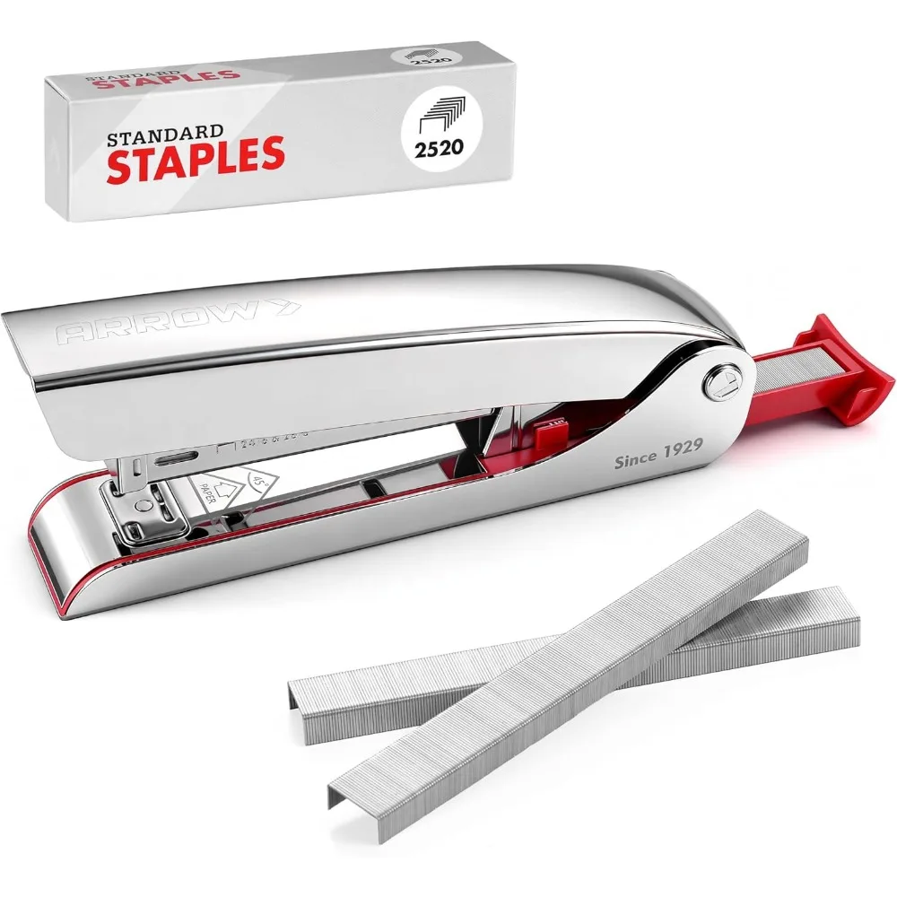 Metal Stapler, Full-Strip Stapler for Desk with 2520 Staples, 25 Sheet Capacity, Rear Staple Storage, Dual-Mode Anvil, Non-Slip Base, for Office, Classroom, and School
Metal Stapler, Full-Strip Stapler for Desk with 2520 Staples, 25 Sheet Capacity, Rear Staple Storage, Dual-Mode Anvil, Non-Slip Base, for Office, Classroom, and School