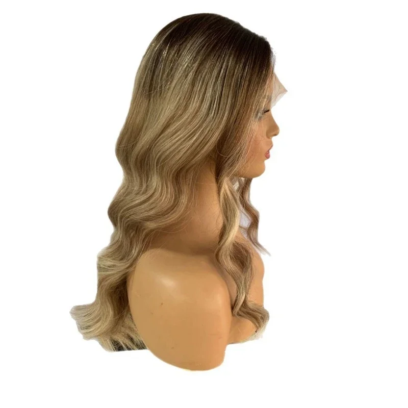 Female long curly hair small front lace wig highlights real hair headgear
Female long curly hair small front lace wig highlights real hair headgear
