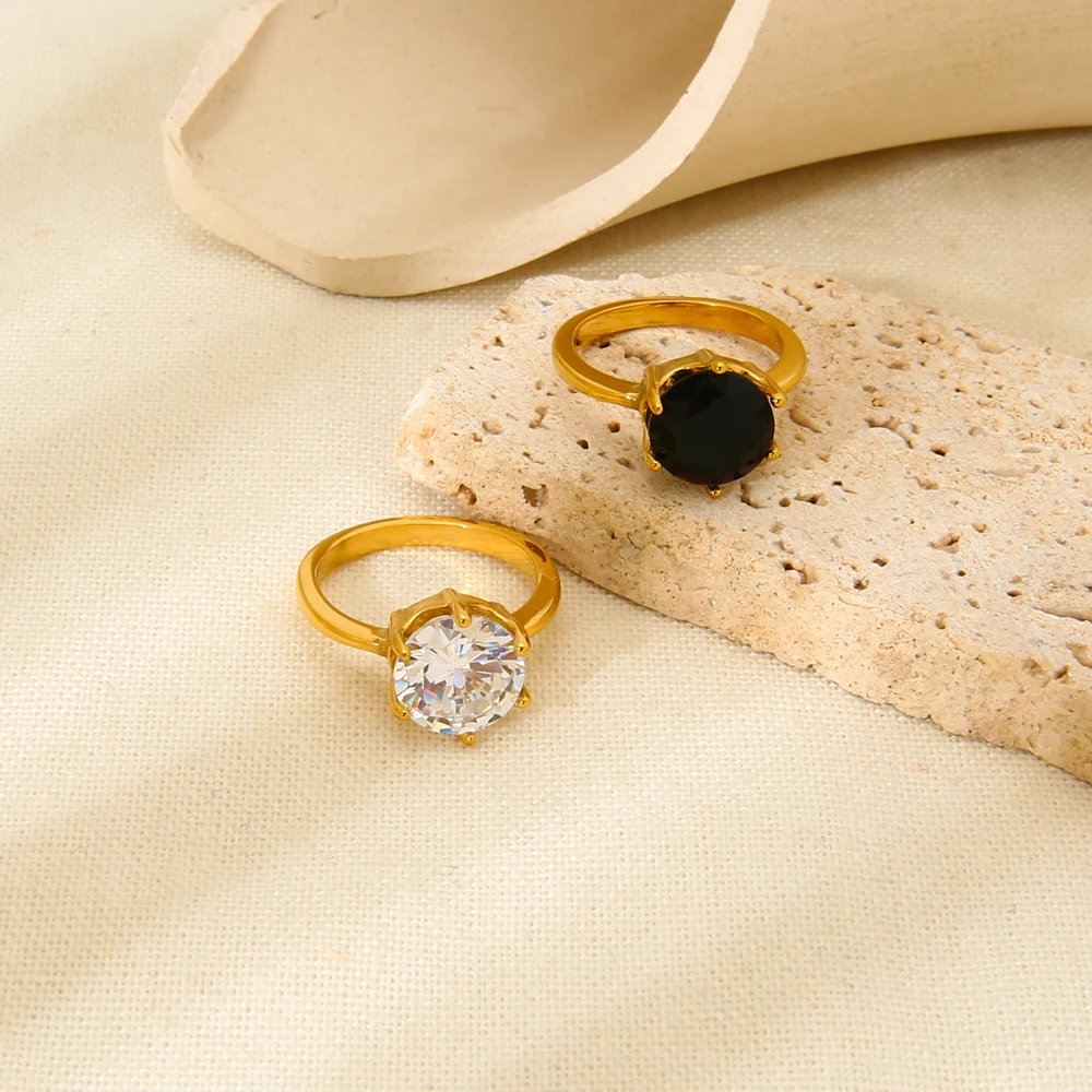 INS Luxury 10mm Cubic Zirconia Stone Ring 18K Gold Plated Stainless Steel Engagement Ring Jewelry for Women
INS Luxury 10mm Cubic Zirconia Stone Ring 18K Gold Plated Stainless Steel Engagement Ring Jewelry for Women