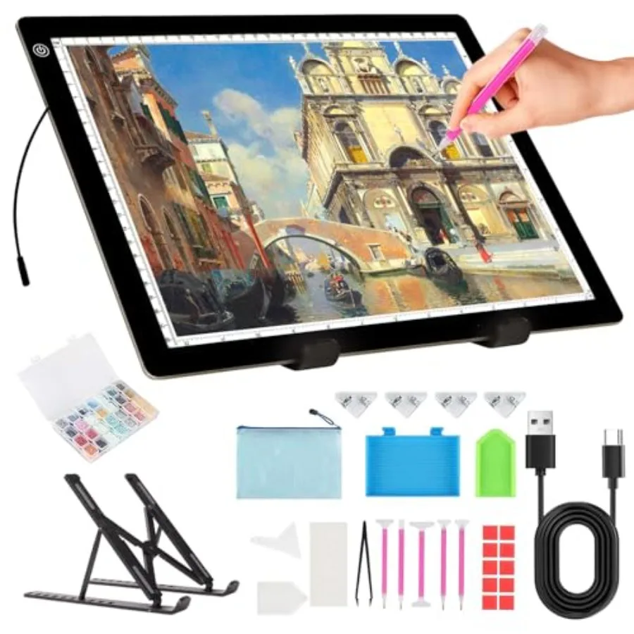 A4 Light Board for Diamond Painting - Tracing Light Box with Stand Stepless Dimmable 3 Levels Brightness Light Pad Ultra-Thin L
A4 Light Board for Diamond Painting - Tracing Light Box with Stand Stepless Dimmable 3 Levels Brightness Light Pad Ultra-Thin L