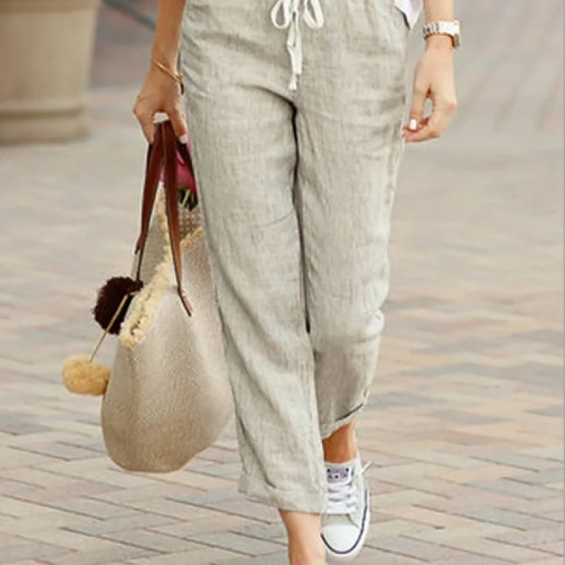 New2025Hot New Solid Color Loose Casual Drawstring Elastic Waist Cotton Linen Nine-point Pants
New2025Hot New Solid Color Loose Casual Drawstring Elastic Waist Cotton Linen Nine-point Pants