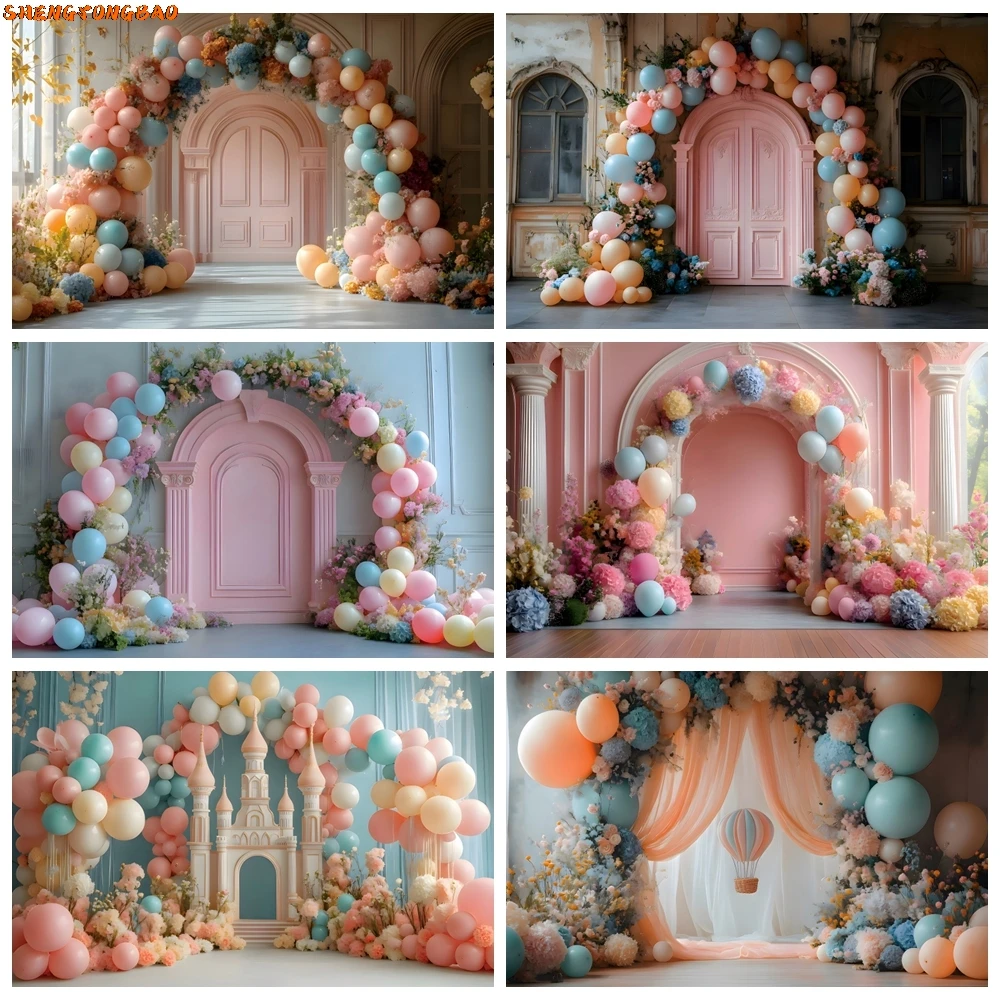 Newborn Baby 1st Birthday Party Backdrop Interior Palace Arch Flower Balloon Kids Portrait Cake Smash Photography Background
Newborn Baby 1st Birthday Party Backdrop Interior Palace Arch Flower Balloon Kids Portrait Cake Smash Photography Background