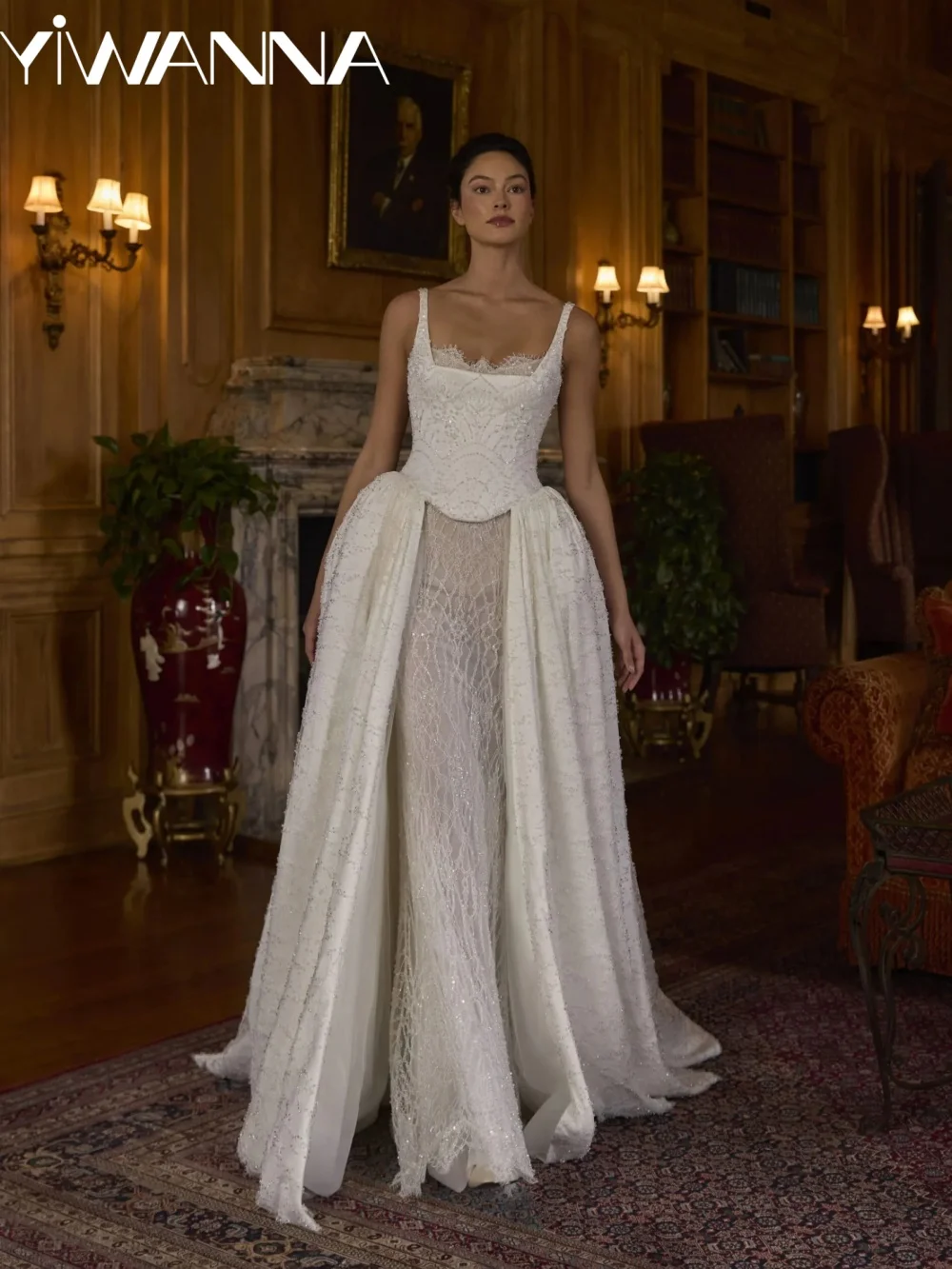 Detachable Train Dreamy Wedding Dress Exquisite Beaded Lace Bridal Gown Customized Elegant Thin Straps Dresses For Bride
Detachable Train Dreamy Wedding Dress Exquisite Beaded Lace Bridal Gown Customized Elegant Thin Straps Dresses For Bride