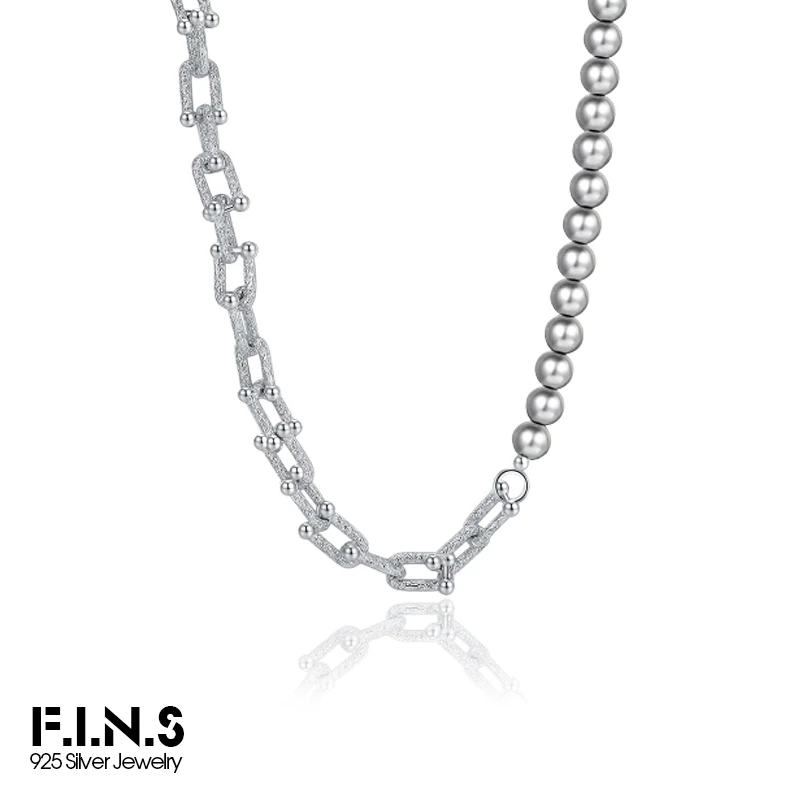 F.I.N.S Короткое ожерелье из стерлингового серебра 925 пробы с жемчугом U-образная цепочка с звеньями Серые бусины Массивные колье-чокеры Модные изысканные ювелирные изделия для вечеринок
F.I.N.S Короткое ожерелье из стерлингового серебра 925 пробы с жемчугом U-образная цепочка с звеньями Серые бусины Массивные колье-чокеры Модные изысканные ювелирные изделия для вечеринок