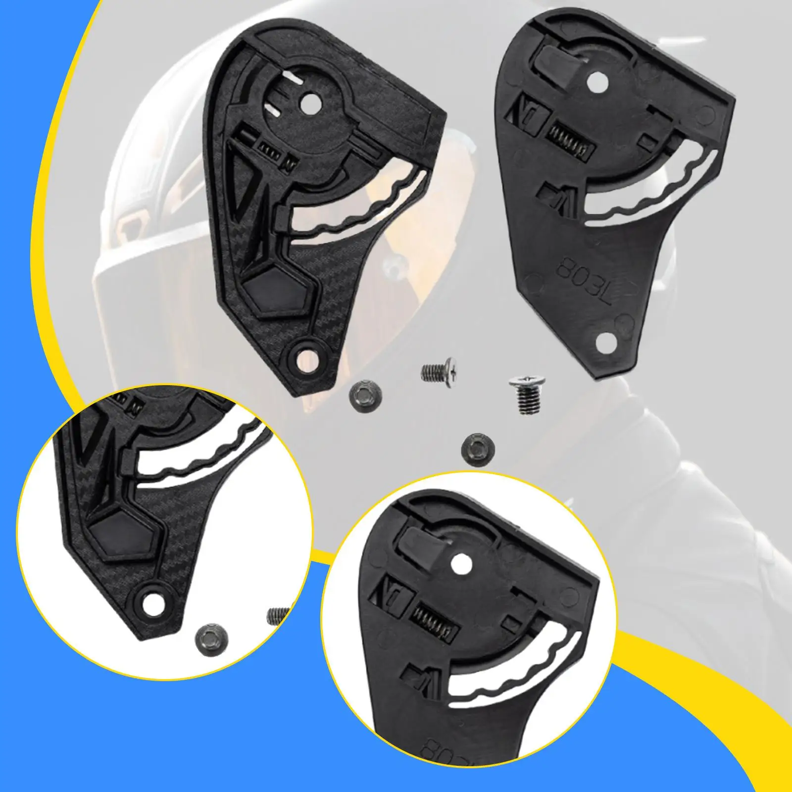 2 Pieces Motorcycle Helmet Shield Base Helmet Accessories Easy Installation Repair Parts for Full Face Helmets
2 Pieces Motorcycle Helmet Shield Base Helmet Accessories Easy Installation Repair Parts for Full Face Helmets