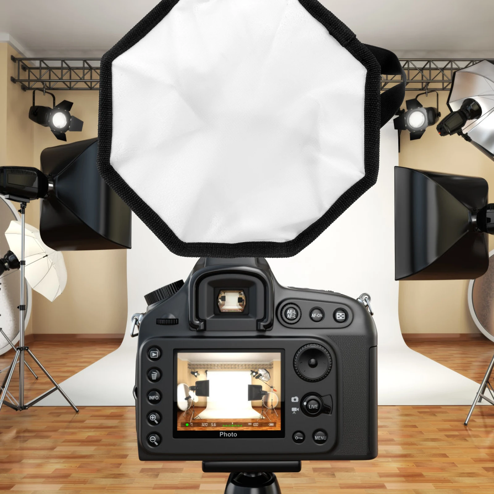 Camera Softbox Lighting Kit Photography Video Studio Flash Reflector Portable Light Cloth Gentle Brightening Easy Storage
Camera Softbox Lighting Kit Photography Video Studio Flash Reflector Portable Light Cloth Gentle Brightening Easy Storage