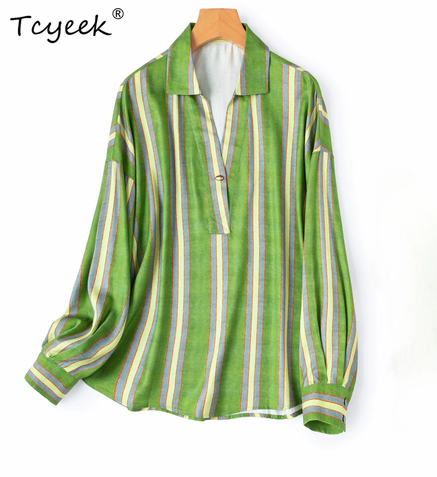 Tcyeek 100% Real Mulberry Silk Elegant Shirts for Women Summer Clothes Long Sleeve Top Womens Blouses V-neck Camisa Feminina
Tcyeek 100% Real Mulberry Silk Elegant Shirts for Women Summer Clothes Long Sleeve Top Womens Blouses V-neck Camisa Feminina