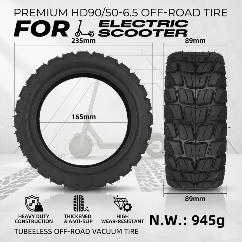 Heavy Duty HD90/50-6.5 Off-Road Vacuum Tire, Thickened Anti-Slip High Wear-Resistant Tubeless Tire for Electric Scooter
Heavy Duty HD90/50-6.5 Off-Road Vacuum Tire, Thickened Anti-Slip High Wear-Resistant Tubeless Tire for Electric Scooter