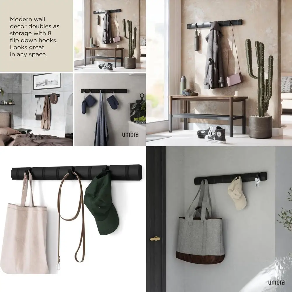 Wall-Mounted Coat Rack with 8 Hooks - Space-Saving Storage for Hats, Bags, Entryway, Mudroom, Closet, Bathroom, Bedroom - Black
Wall-Mounted Coat Rack with 8 Hooks - Space-Saving Storage for Hats, Bags, Entryway, Mudroom, Closet, Bathroom, Bedroom - Black