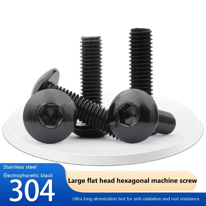 304 stainless steel electrophoresis black large flat head hexagonal machine screw M3M4M5M6M8 umbrella head mushroom head screw
304 stainless steel electrophoresis black large flat head hexagonal machine screw M3M4M5M6M8 umbrella head mushroom head screw