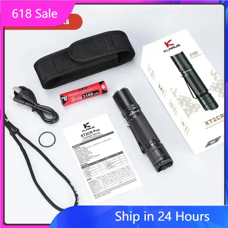 Klarus XT2CR PRO LED Tactical Flashlight 2100Lumens USB-C Rechargeable XHP35 HD light 6 Lighting Modes Torch With 18650 Battery
Klarus XT2CR PRO LED Tactical Flashlight 2100Lumens USB-C Rechargeable XHP35 HD light 6 Lighting Modes Torch With 18650 Battery
