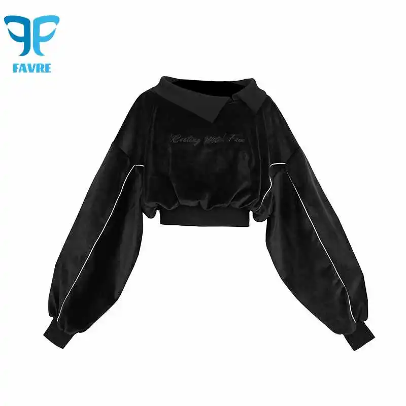 FAVRE Letter Embroidered Sweatshirts Y2K Women Lantern Sleeve Velvet Hoodies Streetwear Spring Autumn Loose Dark Crop Pullovers
FAVRE Letter Embroidered Sweatshirts Y2K Women Lantern Sleeve Velvet Hoodies Streetwear Spring Autumn Loose Dark Crop Pullovers