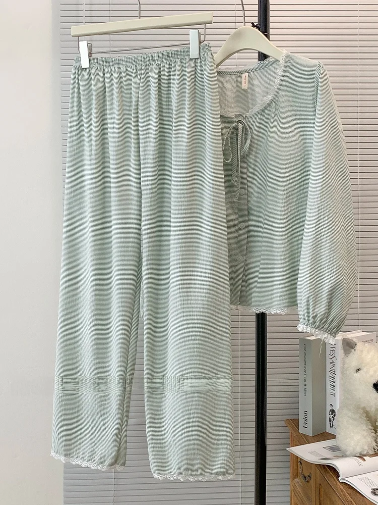 Cloud Cotton Long Sve Spwear Women's Striped Open Cardigan Simple Design with Chest Pad Summer Home Clothes Set Can Be ...
Cloud Cotton Long Sve Spwear Women's Striped Open Cardigan Simple Design with Chest Pad Summer Home Clothes Set Can Be ...