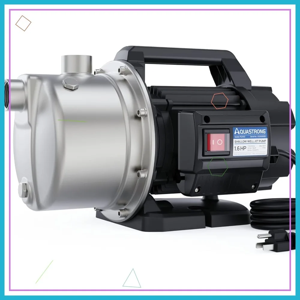 115V Shallow Well Garden Pump, Stainless Steel, 1320 GPH, 1.6 HP Portable Water Transfer Pump for Lawn & Garden
115V Shallow Well Garden Pump, Stainless Steel, 1320 GPH, 1.6 HP Portable Water Transfer Pump for Lawn & Garden