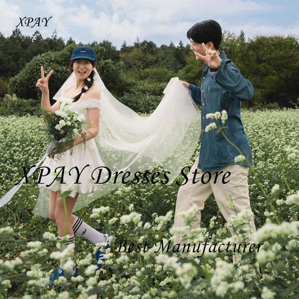 XPAY Simple A Line Mini Sexy Wedding Party Dresses Korea Photo shoot Off Shoulder Taffeta Bride Gowns Free Veil Customized
XPAY Simple A Line Mini Sexy Wedding Party Dresses Korea Photo shoot Off Shoulder Taffeta Bride Gowns Free Veil Customized