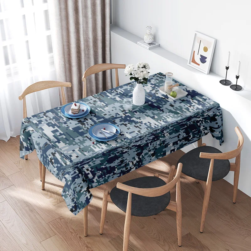 Modern Digital Camouflage Tablecloth - Blue Printed Plastic Cover for Home Dining Room Decoration - Size Customizable
Modern Digital Camouflage Tablecloth - Blue Printed Plastic Cover for Home Dining Room Decoration - Size Customizable